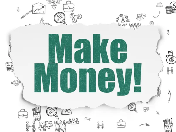 Conceito de financiamento: Ganhar dinheiro no fundo papel rasgado — Fotografia de Stock