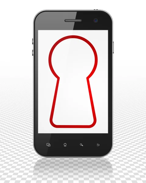 Data concept: Keyhole on Smartphone display — Stockfoto