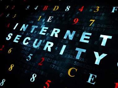 Gizlilik kavramı: Internet Security dijital arka plan üzerinde