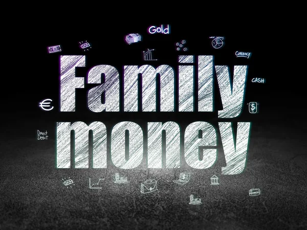 Banking concept: Family Money in grunge dark room — 图库照片