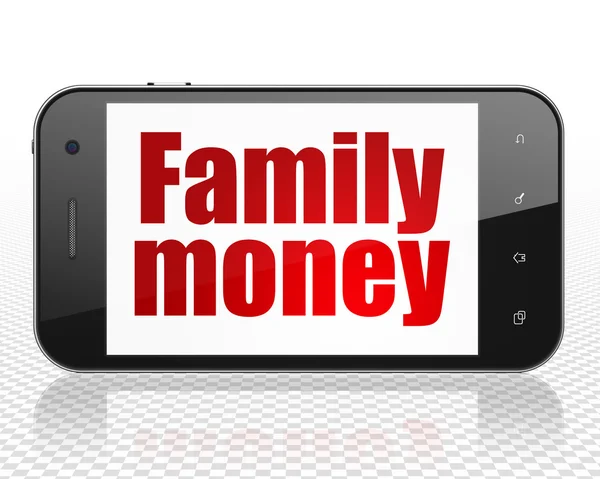 Currency concept: Family Money on Smartphone display — 图库照片