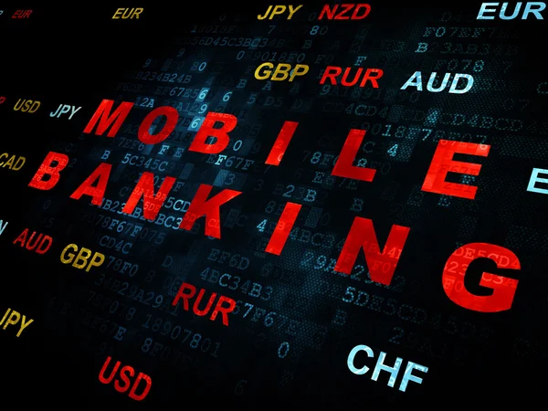 Concepto de moneda: Banca móvil sobre fondo digital —  Fotos de Stock
