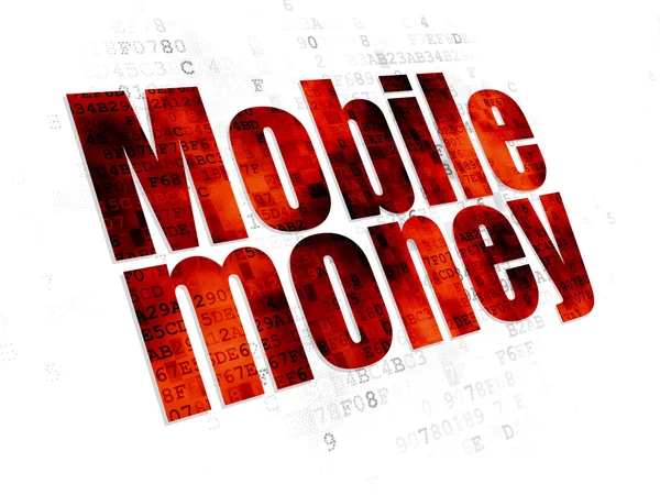 Concept bancaire : Mobile Money sur fond numérique — Photo