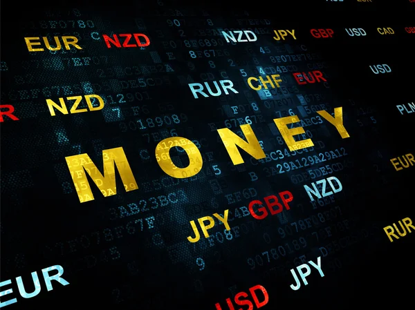 Conceito de moeda: Dinheiro em fundo digital — Fotografia de Stock