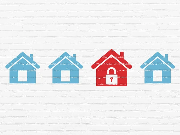 Safety concept: home icon on wall background — Stock Photo, Image