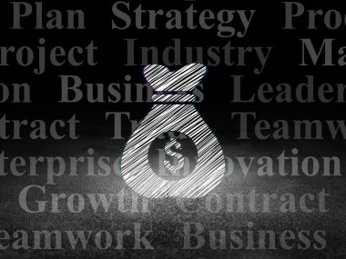 Finance concept: Money Bag in grunge dark room