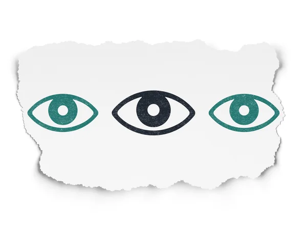 Security concept: eye icon on Torn Paper background — Stock Photo, Image