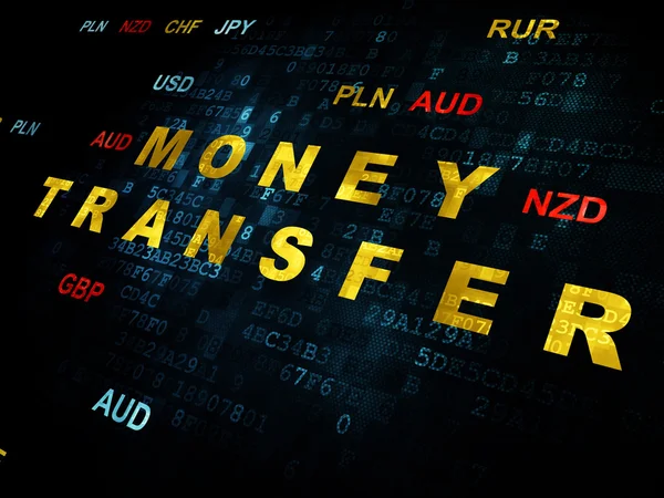 Conceptul de afaceri: Transfer de bani pe fundal digital — Fotografie, imagine de stoc