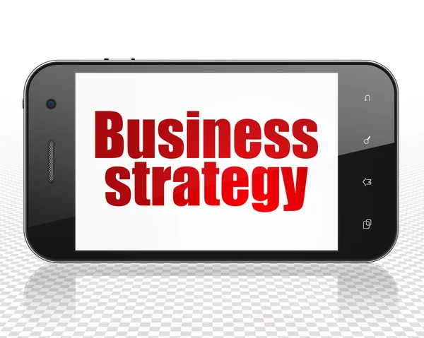 Business concept: Business Strategy on Smartphone display — Stockfoto