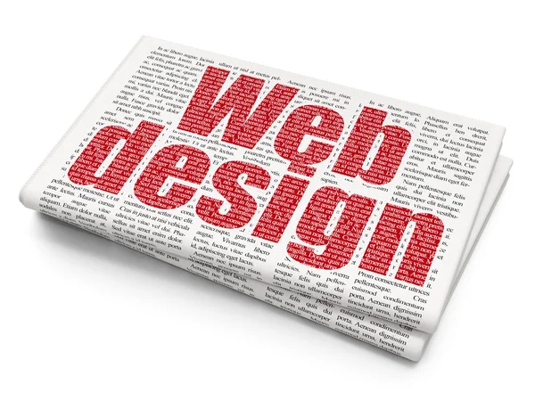 Σχεδίαση Web: Web Design σε εφημερίδα φόντο — Φωτογραφία Αρχείου