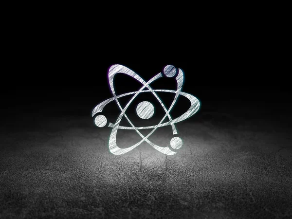 Έννοια της επιστήμης: μόριο σε σκοτεινό δωμάτιο grunge — Φωτογραφία Αρχείου
