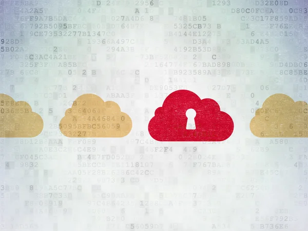 Cloud computing concept: cloud with keyhole icon on Digital — ストック写真