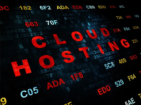 Cloud netwerken concept: Cloud Hosting op digitale achtergrond — Stockfoto