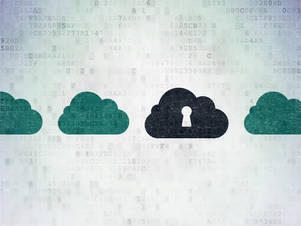 Concetto di tecnologia cloud: cloud con icona del buco della serratura su Digital — Foto Stock
