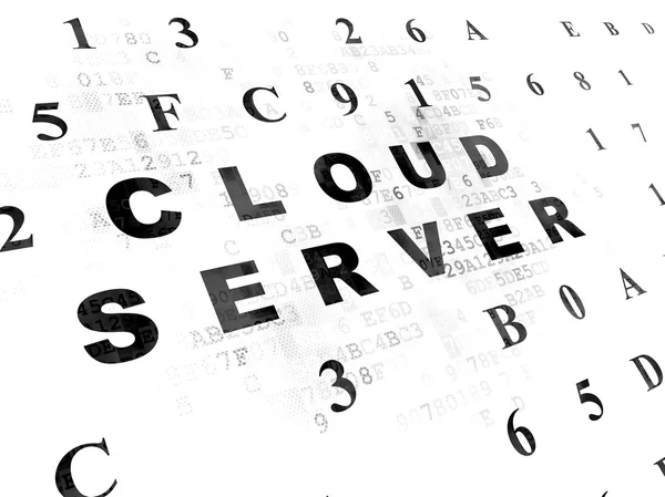 Σύννεφο υπολογιστών έννοια: Cloud Server σε ψηφιακό φόντο — Φωτογραφία Αρχείου