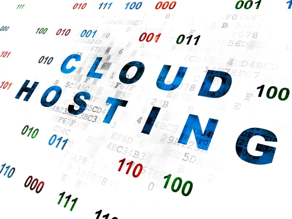 Concetto di tecnologia cloud: Cloud Hosting su sfondo digitale — Foto Stock