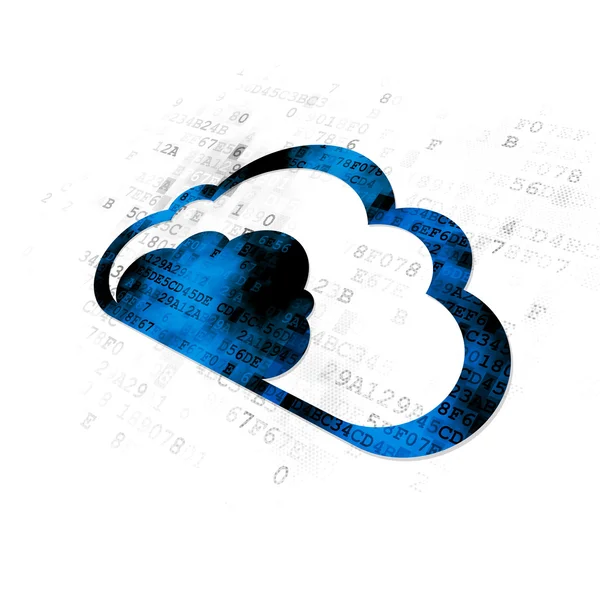 Koncepcja sieci w chmurze: chmury na tle cyfrowy — Zdjęcie stockowe