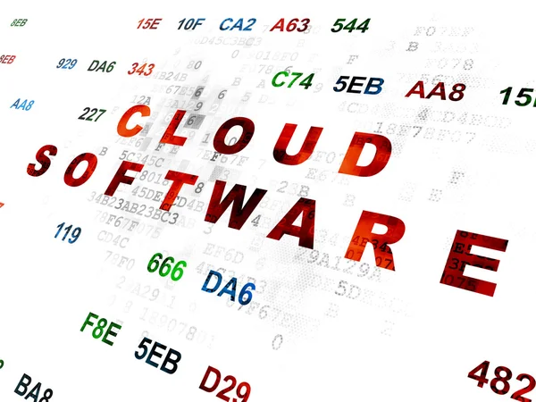 Concetto di tecnologia cloud: software cloud su sfondo digitale — Foto Stock