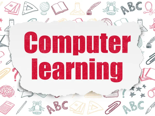 Education concept: Computer Learning on Torn Paper background — Stok fotoğraf