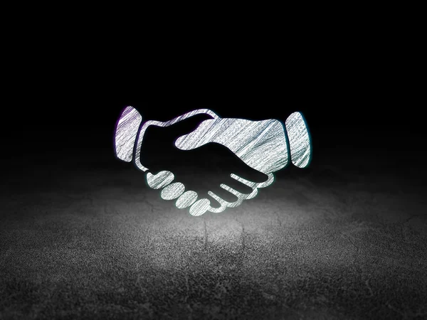 Political concept: Handshake in grunge dark room — Stock Photo, Image