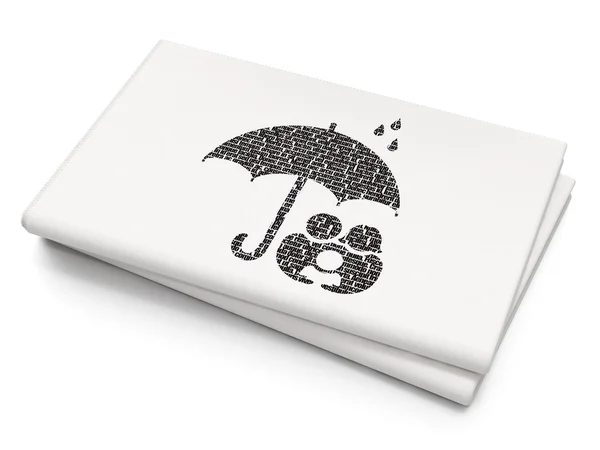 Insurance concept: Umbrella on Blank Newspaper background — Stok fotoğraf