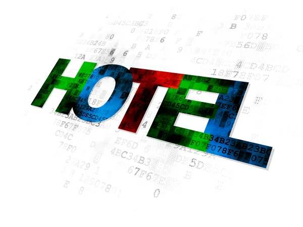 Tatil kavramı: dijital arka plan üzerinde otel — Stok fotoğraf