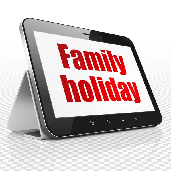 Tourism concept: Family Holiday on Tablet Computer display — 图库照片