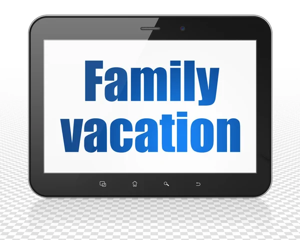 Vacation concept: Family Vacation on Tablet Pc Computer display — Stock Photo, Image