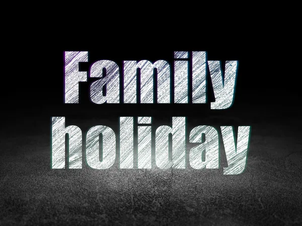 Travel concept: Family Holiday in grunge dark room — Stock Photo, Image