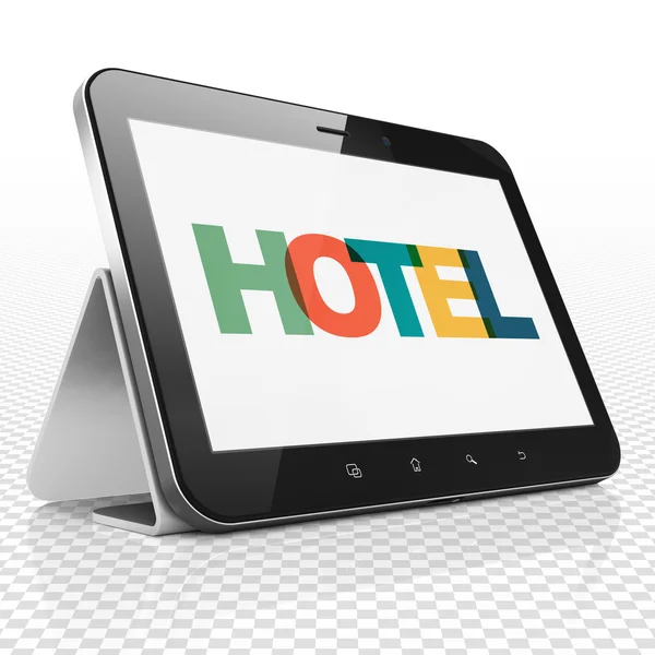 Concepto de turismo: Hotel en Tablet — Foto de Stock