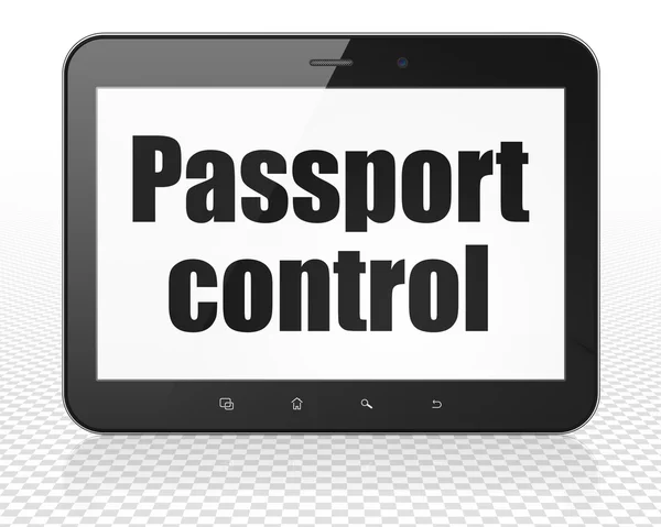 Conceito de viagem: Controle de Passaporte na tela do Tablet Pc Computer — Fotografia de Stock