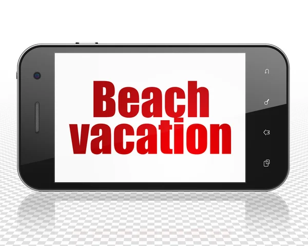 Tourism concept: Beach Vacation on Smartphone display — Stock Photo, Image