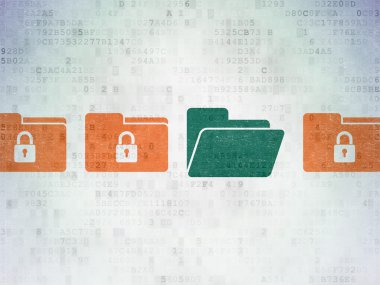 Security concept: folder icon on Digital Paper background