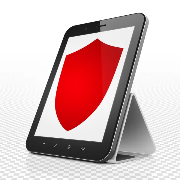 Protection concept: Tablet Computer with Shield on display — Stock Photo, Image