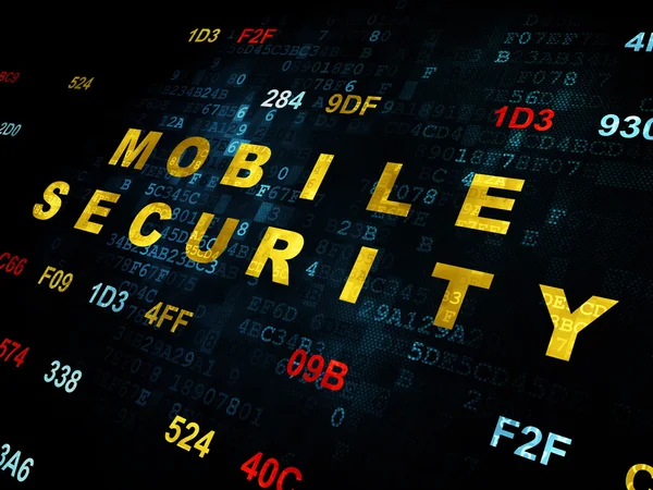 Schutzkonzept: Mobile Sicherheit auf digitalem Hintergrund — Stockfoto