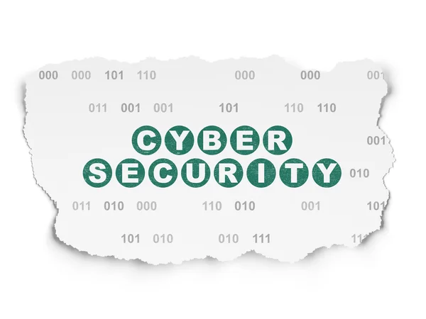 Beskyttelse koncept: Cyber Sikkerhed på revet papir baggrund - Stock-foto