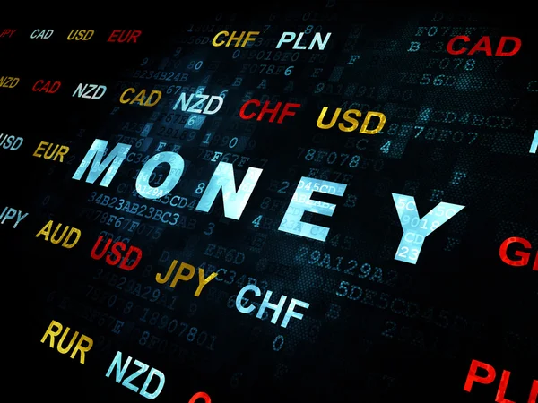 Affärsidé: pengar på digital bakgrund — Stockfoto
