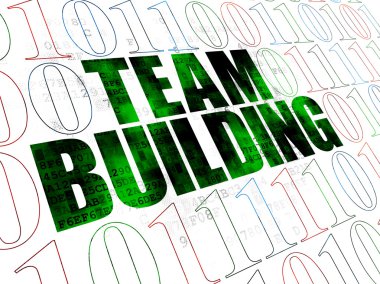 İş kavramı: dijital arka plan üzerinde ekip oluşturma