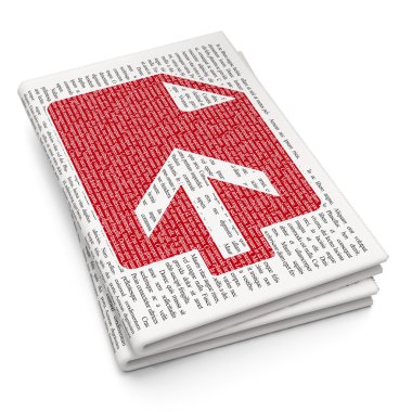 Web geliştirme kavramı: gazete arka plan üzerinde Upload