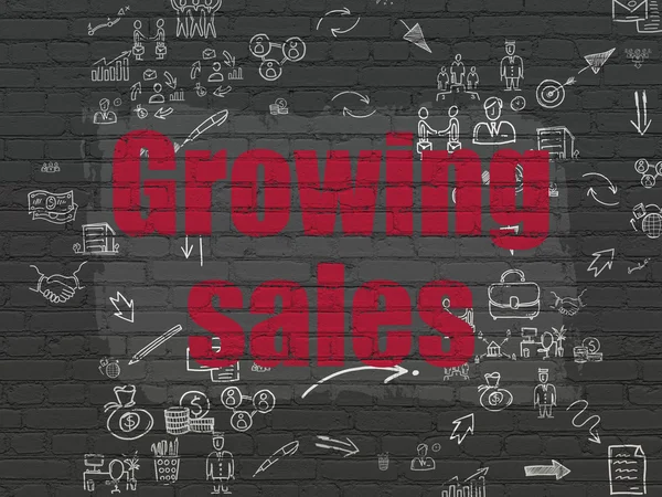 Business concept: Crescere le vendite su sfondo wall — Foto Stock
