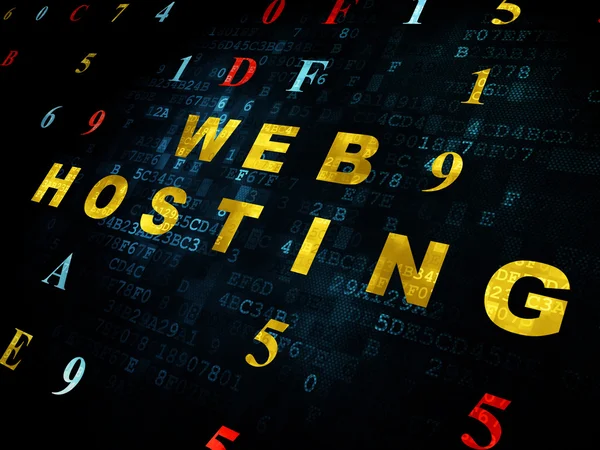 Conceito de desenvolvimento web: Web Hosting em fundo digital — Fotografia de Stock