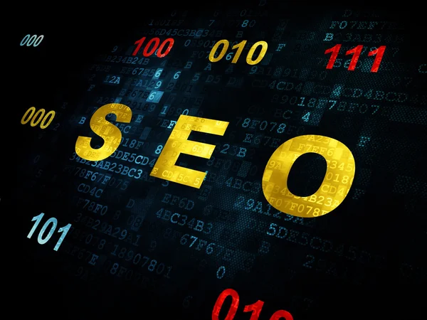 Concept de développement Web : SEO sur fond numérique — Photo