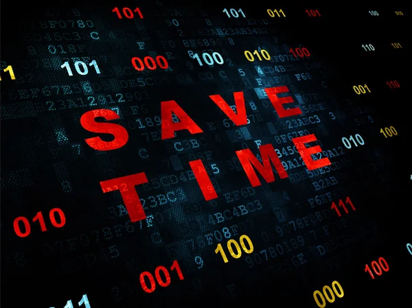Concept van de tijd: tijd besparen op digitale achtergrond — Stockfoto