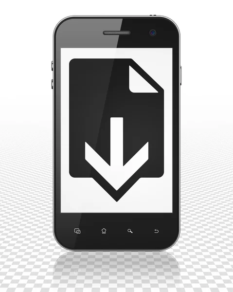 Web design concept: Smartphone with Download on display — Stok fotoğraf