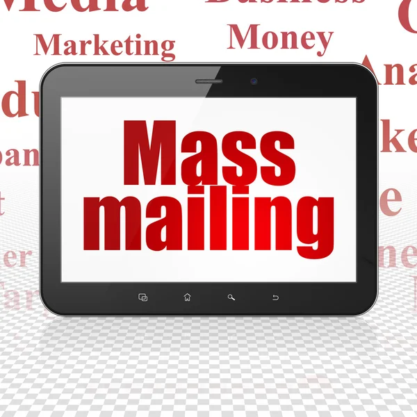 Marketing concept: Tablet Computer with Mass Mailing on display — Stock Photo, Image