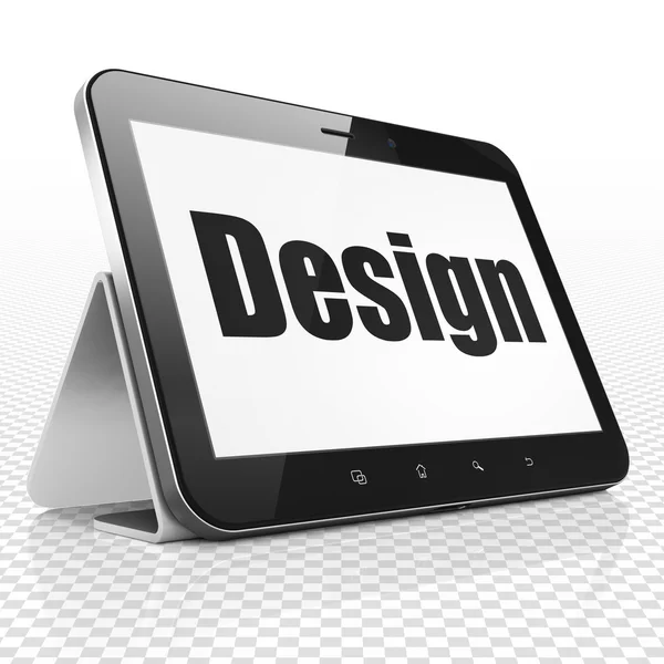 Conceito de publicidade: Tablet Computador com Design em exibição — Fotografia de Stock