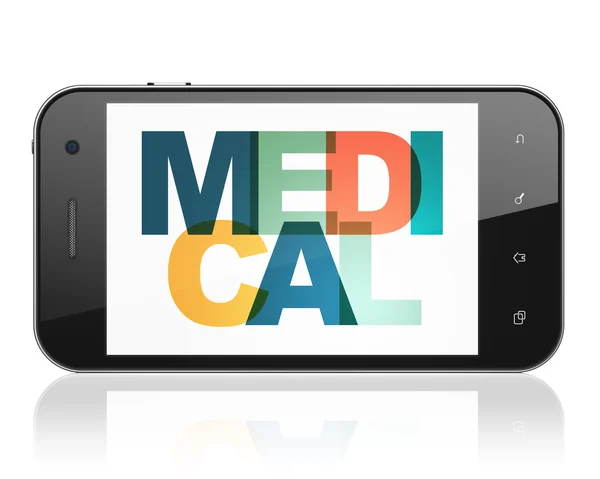 Conceito de cuidados de saúde: Smartphone com médico em exposição — Fotografia de Stock