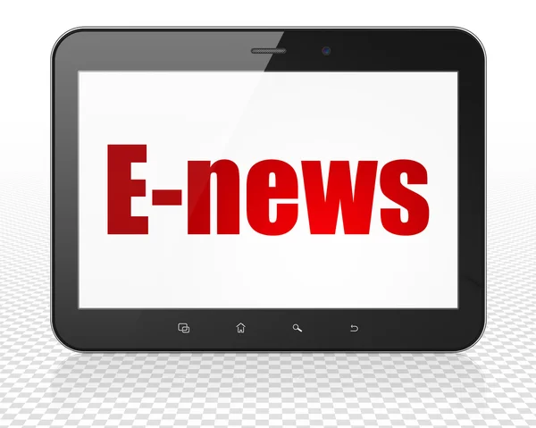 Koncepcja Aktualności: komputer typu Tablet Pc z E-news na wyświetlaczu — Zdjęcie stockowe