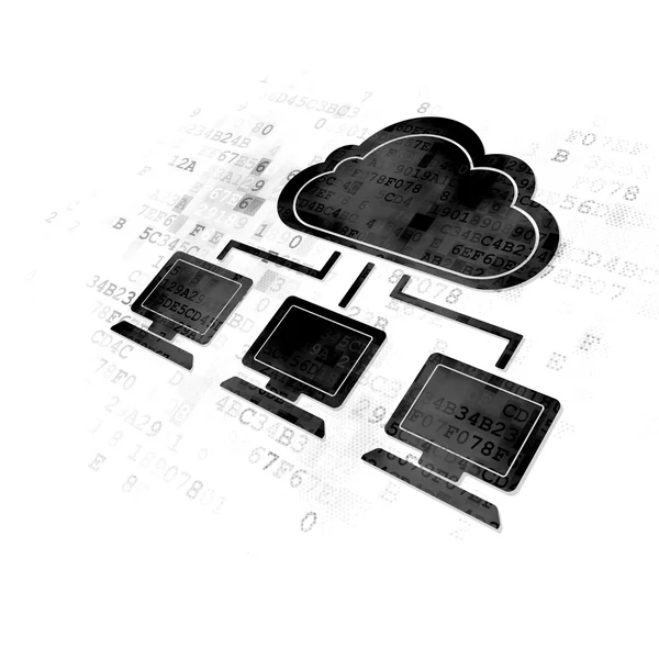 Cloud computing concept: Cloud netwerk op digitale achtergrond — Stockfoto