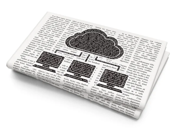 Cloud technology concept: Cloud Network on Newspaper background — 图库照片